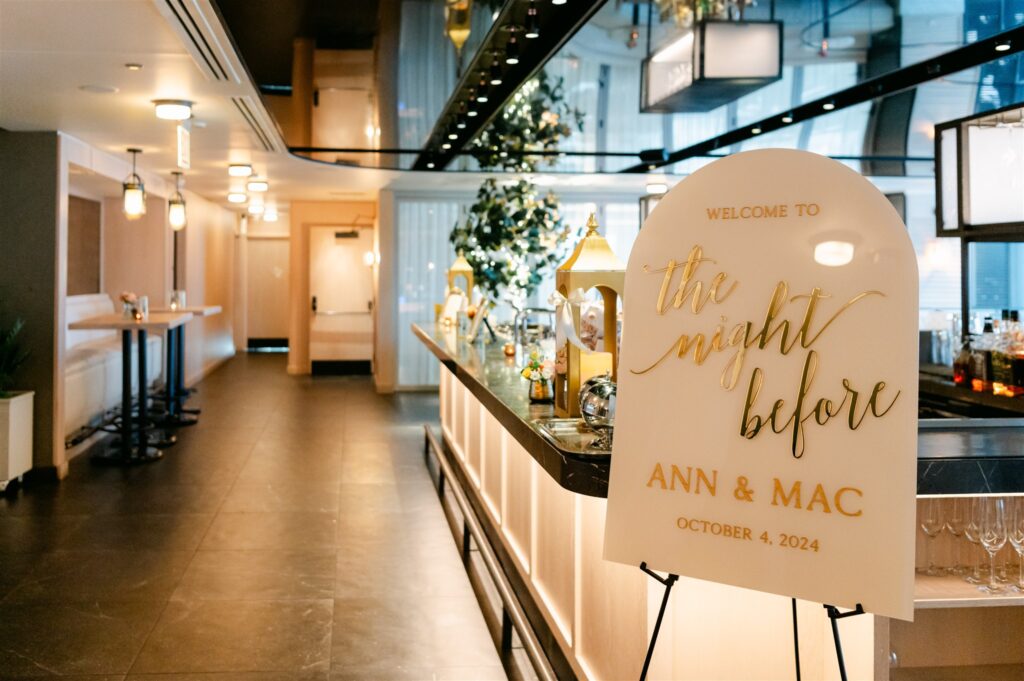 ann and mac's rehearsal dinner welcome sign